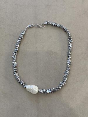 Hematite Pearl Necklace
