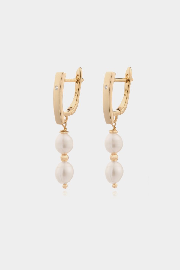 Altın İnci Damla Küpe