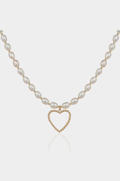 İnci Kalp Kolye