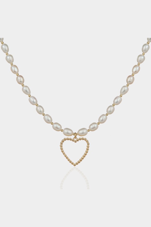 İnci Kalp Kolye