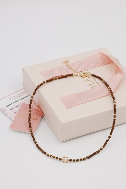 Bronzy Kristal Doğaltaş Kolye