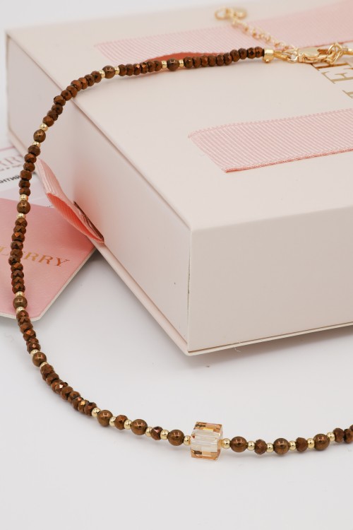 Bronzy Kristal Doğaltaş Kolye