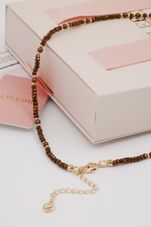 Bronzy Kristal Doğaltaş Kolye