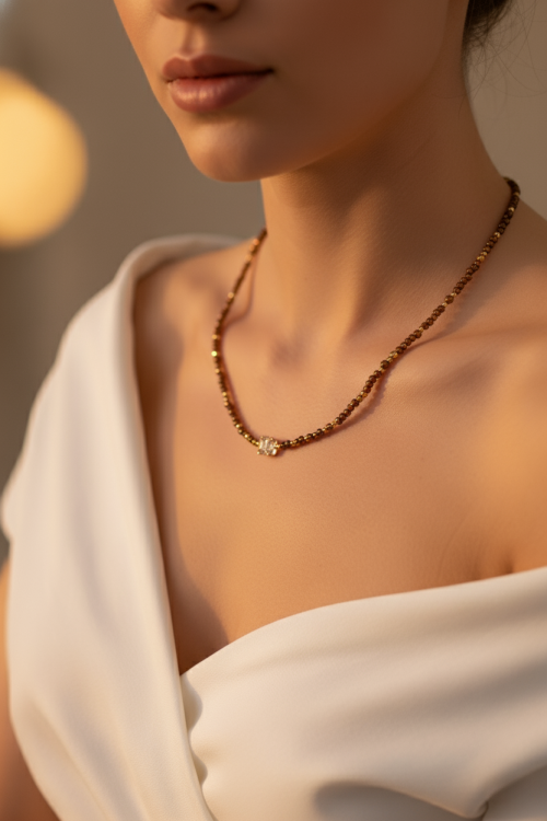 Bronzy Kristal Doğaltaş Kolye