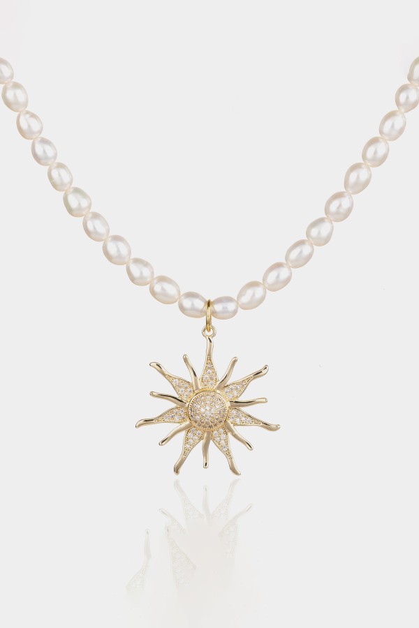 Golden Güneş Işıltısı İnci Kolye