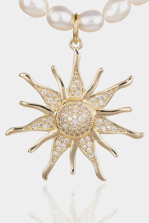 Golden Güneş Işıltısı İnci Kolye
