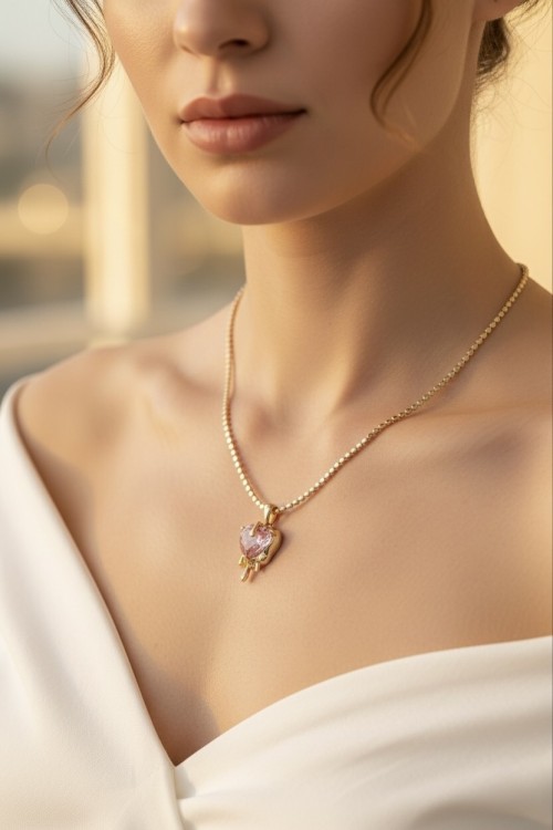 Xuping Taşlı Kalp Kolye